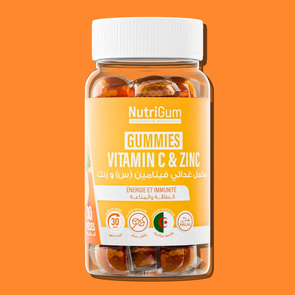 Nutrigum Gummies complement alimentaire vitamine C & Zinc : idéal pour renforcer l'immunité, réduire la fatigue et protéger les cellules contre le stress oxydatif.