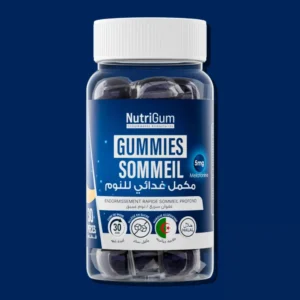 Boîte de gummies Nutrigum Sommeil, un complément alimentaire sommeil à base de mélatonine, camomille et magnésium pour un sommeil réparateur.